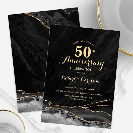 Invitation Or noir 50e anniversaire
