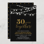 Invitation Or & Noir | 50e anniversaire de mariage Moderne (Devant / Derrière)