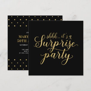 Invitation Or & Noir 50e anniversaire de mariage surprise