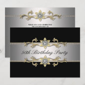 Invitation Or Noir 50e Anniversaire Femme (Devant / Derrière)