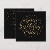 Invitation Or & Noir | 50e anniversaire surprise (Devant / Derrière)