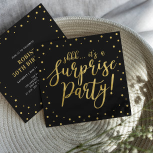 Invitation Or & Noir   50e anniversaire surprise