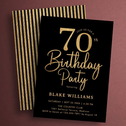 Invitation Or noir 70e anniversaire