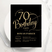 Invitation Or noir 70e anniversaire Écriture élégante