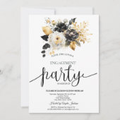 Invitation Or Noir Blanc Fleurs Alliance (Devant)