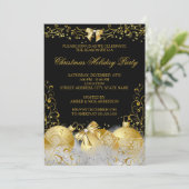 Invitation Or Noir Blanc Noël Fête de Noël (Debout devant)
