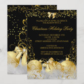 Invitation Or Noir Blanc Noël Fête de Noël (Devant / Derrière)