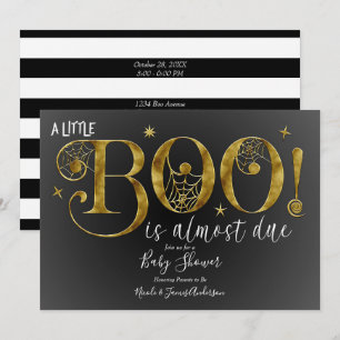 Invitation Or Noir, Boo Blanc Élégant Baby Shower