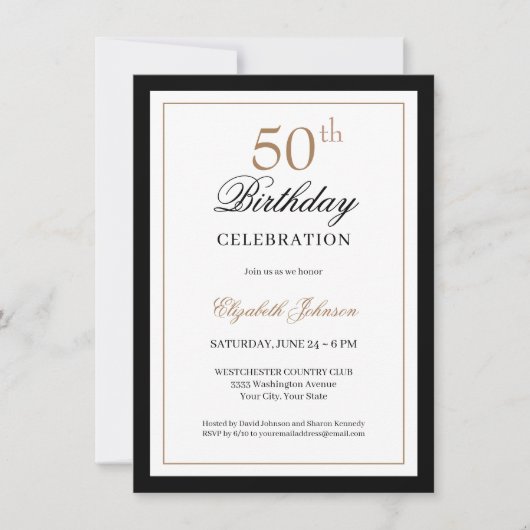 Invitation Or Noir Classique 50e Anniversaire (Devant)