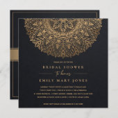 INVITATION OR NOIR CLASSIQUE ORNATE MANDALA FÊTE DES MARIÉES (Devant / Derrière)