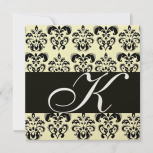 Invitation OR & NOIR  DAMAS MONOGRAMME, blanc