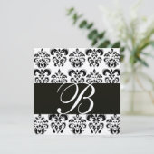 Invitation OR & NOIR DAMAS MONOGRAMME , blanc (Debout devant)