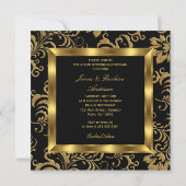 Invitation Or noir Damask Photo 50e anniversaire de mariage (Dos)