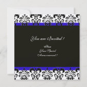 Invitation OR & NOIR DAMASSÉ MONOGRAMME, blanc (Dos)