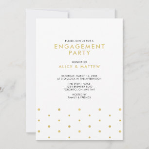 Invitation Or & Noir Fête de fiançailles chic moderne