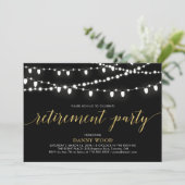 Invitation Or & Noir | Fête de retraite chic et moderne (Debout devant)