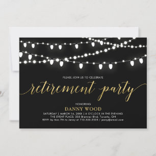 Invitation Or & Noir Fête de retraite chic et moderne
