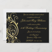 Invitation Or Noir Fleurit 50e Anniversaire (Dos)