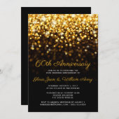 Invitation Or Noir Glamour Hollywood 60e Anniversaire de Mari (Devant / Derrière)