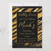 Invitation Or Noir Impression Animal Rayures Points Luxe Mode (Devant)