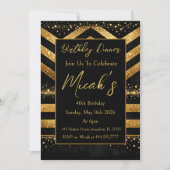 Invitation Or Noir Lignes Points Luxe Moderne Glamour Premium (Devant)