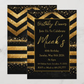 Invitation Or Noir Lignes Points Luxe Moderne Glamour Premium (Devant / Derrière)
