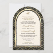 Invitation Or Noir Marocain Code QR Mariage Arch Sikh (Devant)