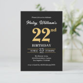 Invitation Or Noir Minimaliste Moderne Simple 22e Anniversair (Debout devant)