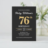 Invitation Or Noir Minimaliste Moderne Simple 76e Anniversair (Debout devant)
