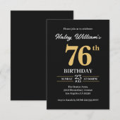 Invitation Or Noir Minimaliste Moderne Simple 76e Anniversair (Devant / Derrière)