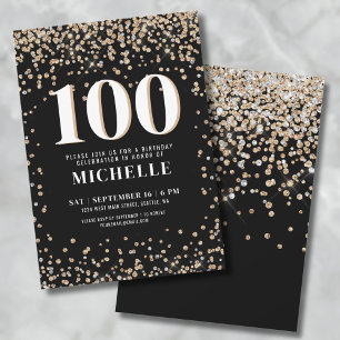 Invitation Or Noir Moderne 100e Anniversaire