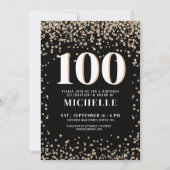 Invitation Or Noir Moderne 100e Anniversaire (Devant)