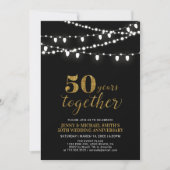 Invitation Or & Noir | Moderne 50e anniversaire de mariage (Devant)