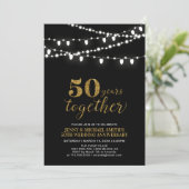 Invitation Or & Noir | Moderne 50e anniversaire de mariage (Debout devant)