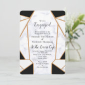 Invitation Or noir moderne Abstrait sur le Marbre blanc (Debout devant)