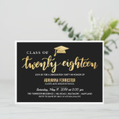 Invitation Or noir moderne| Classe Diplômée De 2018 Script (Debout devant)
