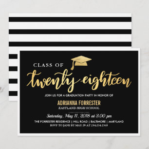 Invitation Or noir moderne Classe Diplômée De 2018 Script