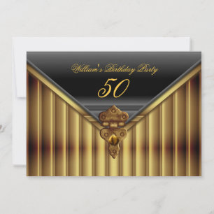 Invitation Or Noir Rustique Serrure Métal Fête d'anniversaire