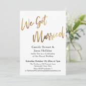 Invitation Or Nous Mariés Bokeh Fond Noir Réception (Debout devant)