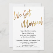 Invitation Or Nous sommes mariés Bokeh Fond Noir de Réception (Devant)