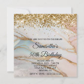 Invitation Or Opalisé Pailleté 50e Anniversaire (Devant)