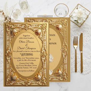 Invitation Or Orné Baroque Doré Classique Vintage