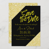 Invitation or pailleté script noir or save the date  (Devant / Derrière)