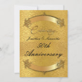 Invitation Or personnalisé 50e anniversaire de mariage en or (Devant)