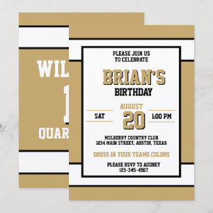 Invitation Or plaqué avec accents blancs et noirs