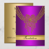 Invitation Or pour Violet Toute Fête Or Violet (Devant / Derrière)