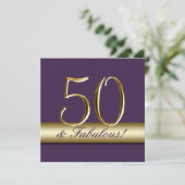 Invitation Or pourpre foncé 50 et anniversaire fabuleux (Debout devant)