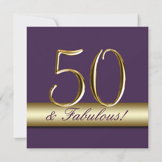 Invitation Or pourpre foncé 50 et anniversaire fabuleux (Devant)