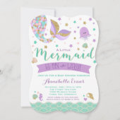 Invitation Or pourpre turquoise d'invitation de baby shower (Devant)