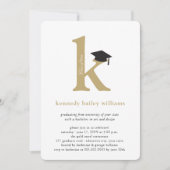 Invitation Or Pur Typographie Initiale 'K' Diplômé Senior (Devant)